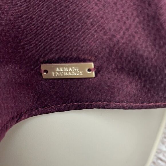 NWT NEW Armani Exchange Burgundy Silk Black Lace Cami Spaghetti Straps Top S - Picture 11 of 16